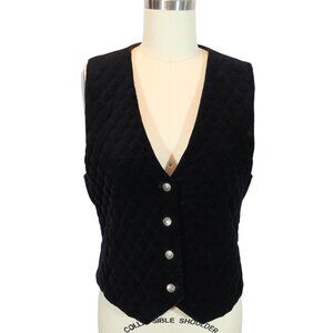 Vintage TALBOTS Velvet Quilted Vest Size XSp Whimsigoth Ren Fair Edwardian